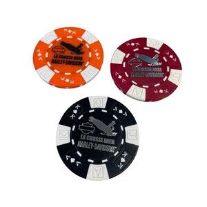Harley Davidson Poker Chips Dealer Lot of 3 La Crosse Area Onalaska WI